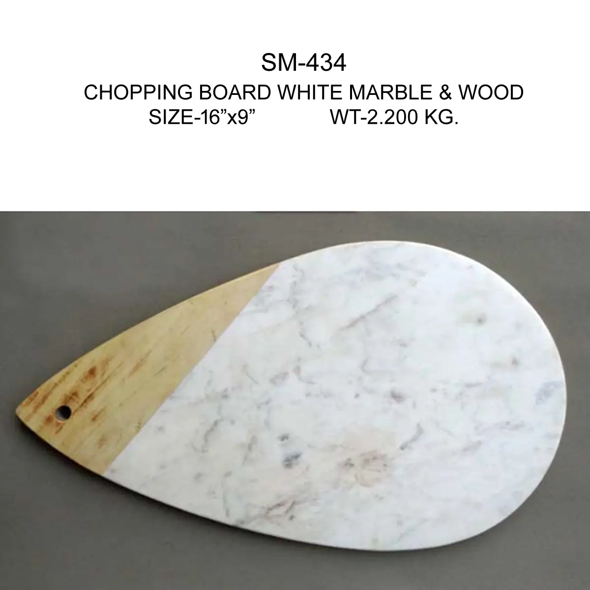 CHOPPING BOARD WOOD+WHITE MARBLE